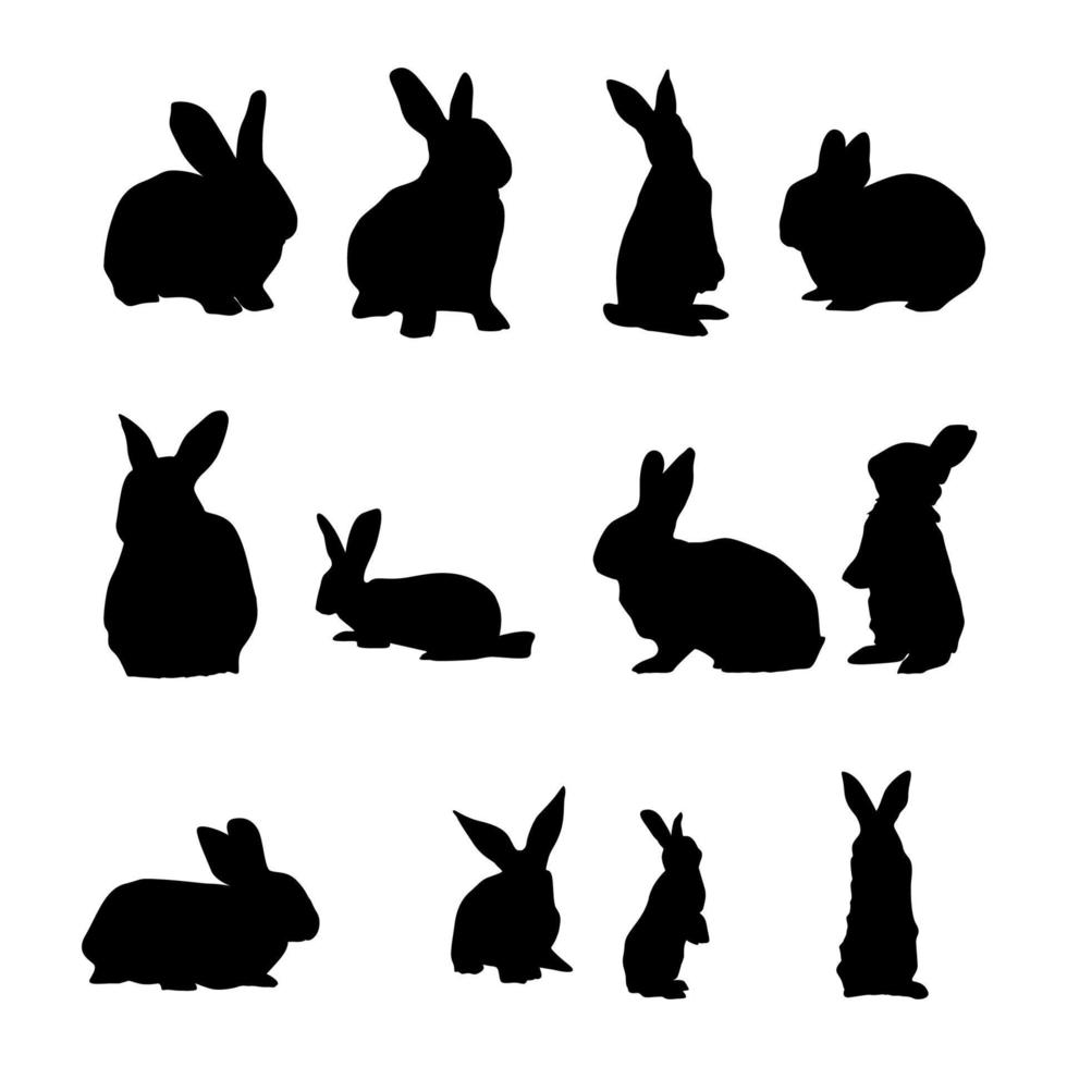 vector verzameling van konijn dier silhouetten in divers stijlen