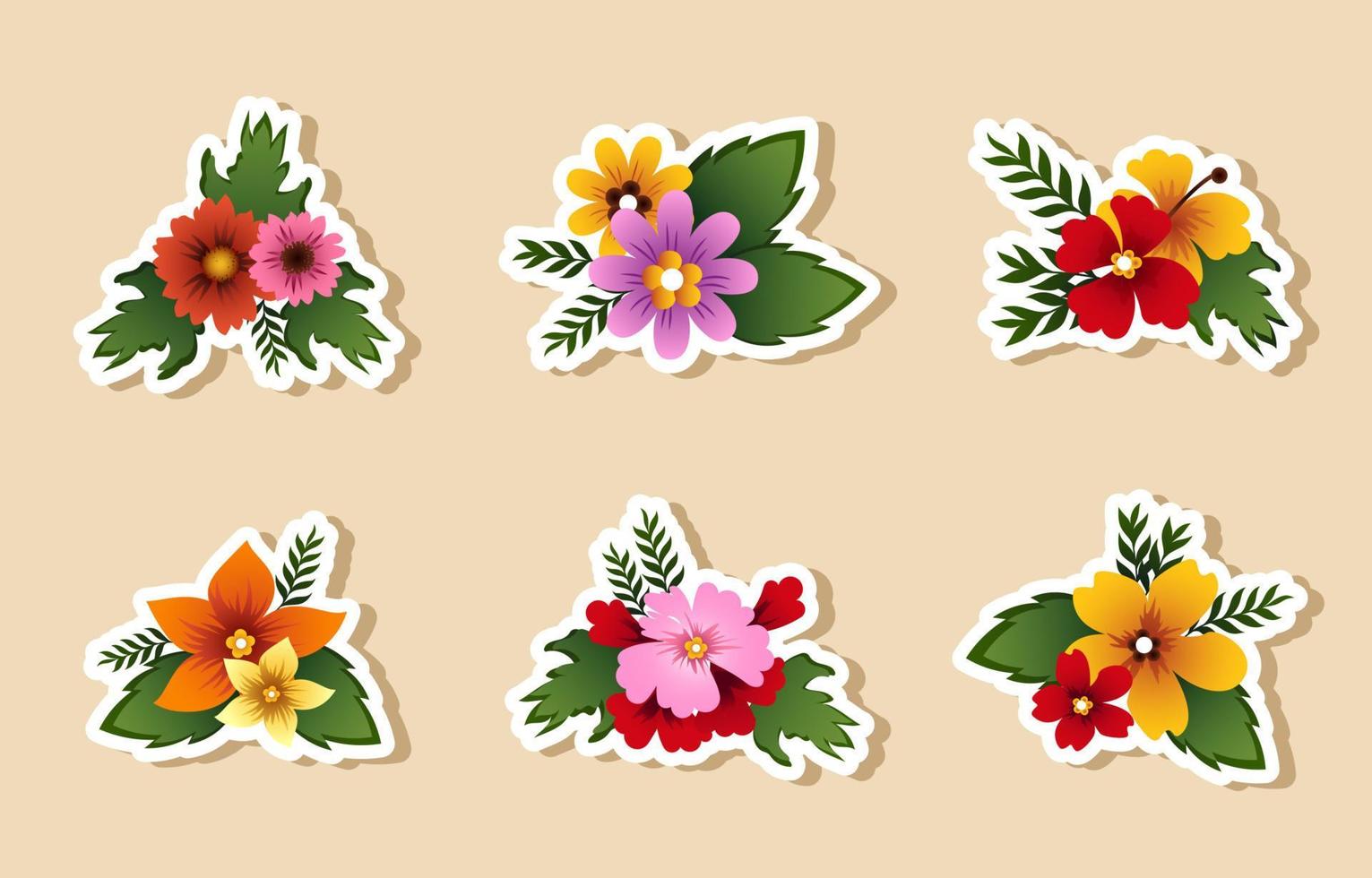 voorjaar bloemen sticker verzameling vector