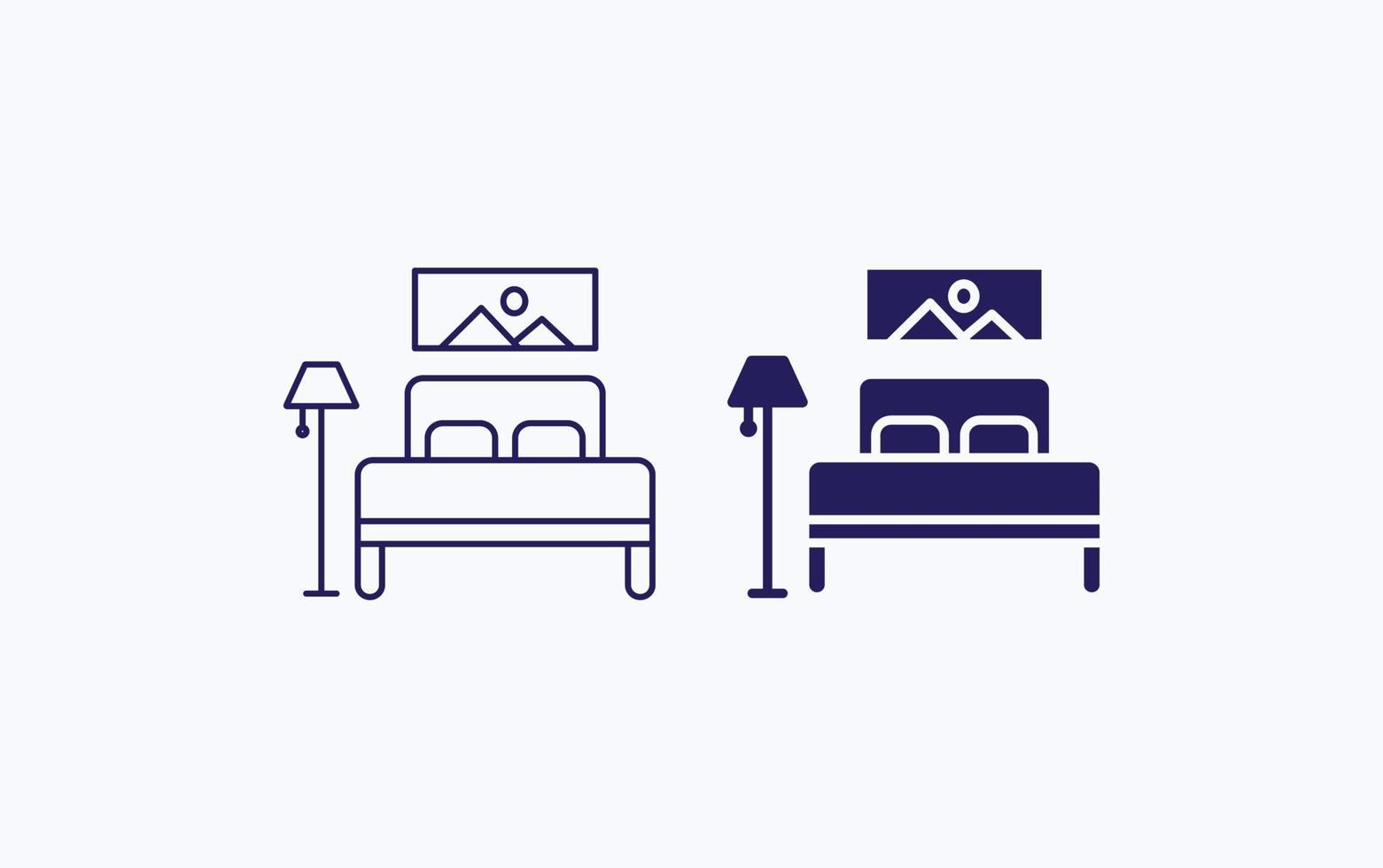 slaapkamer, bed en lamp vector illustratie icoon