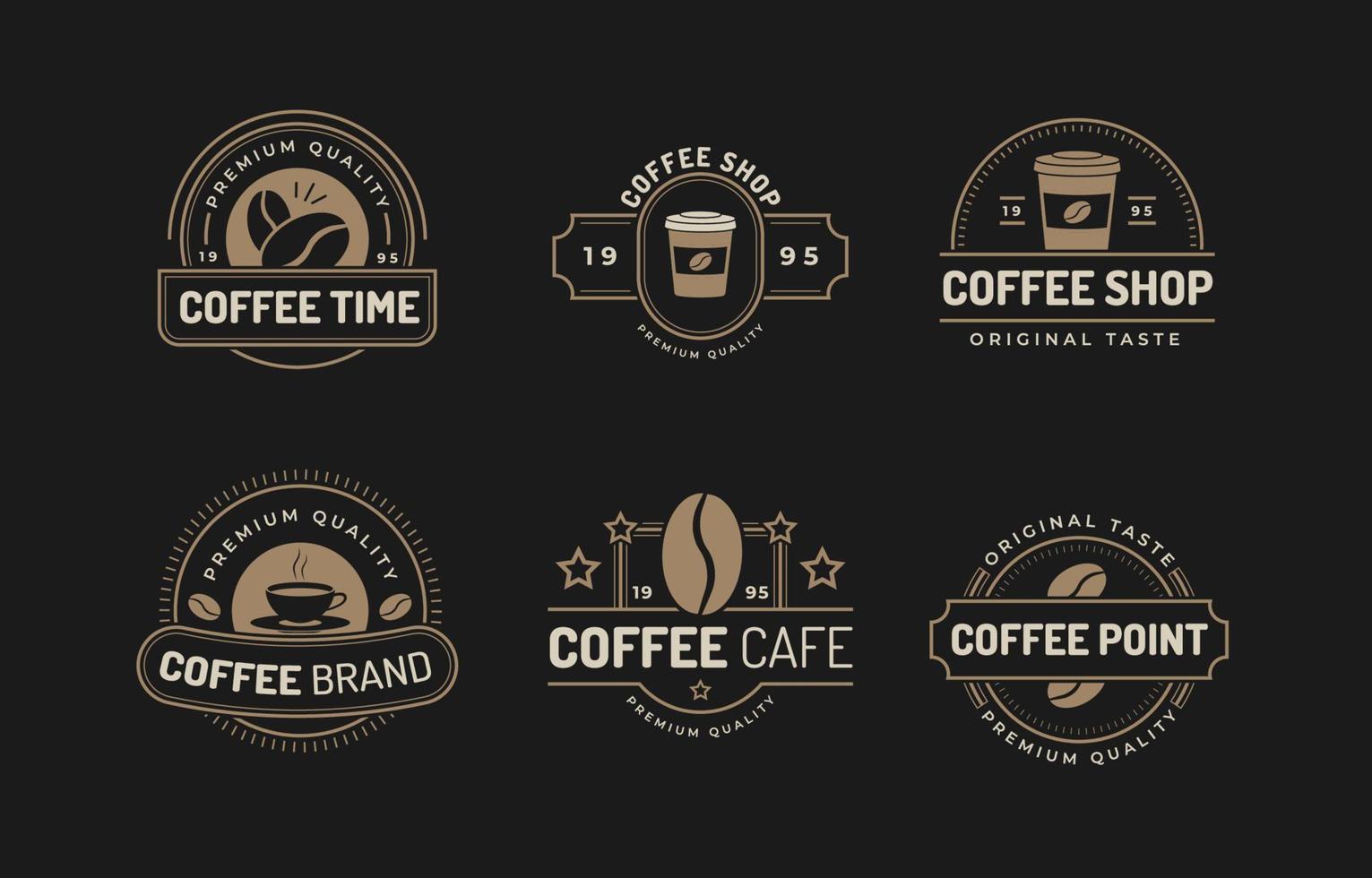 wijnoogst koffie logo reeks vector