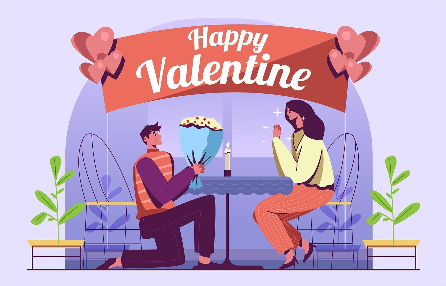 liefde verrassing paar op valentijn dag illustratie vector