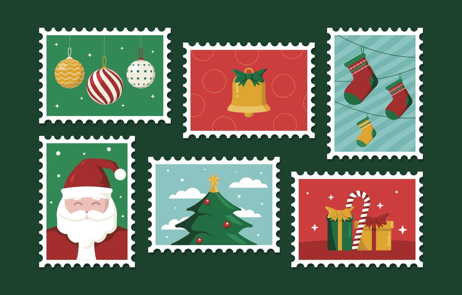 Kerstmis postzegel sticker reeks vector