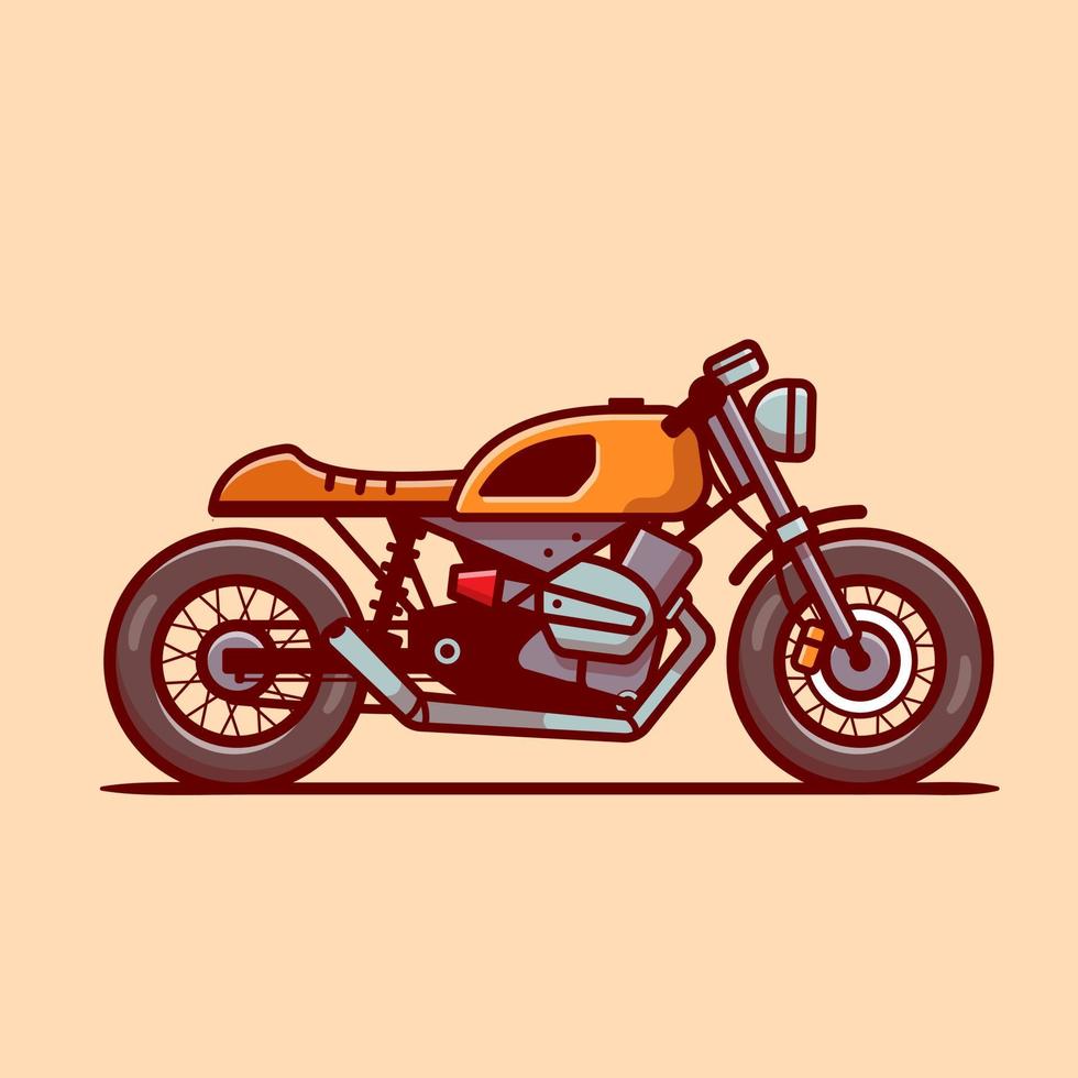 cafe renner motor tekenfilm vector icoon illustratie. motorfiets voertuig icoon concept geïsoleerd premie vector. vlak tekenfilm stijl