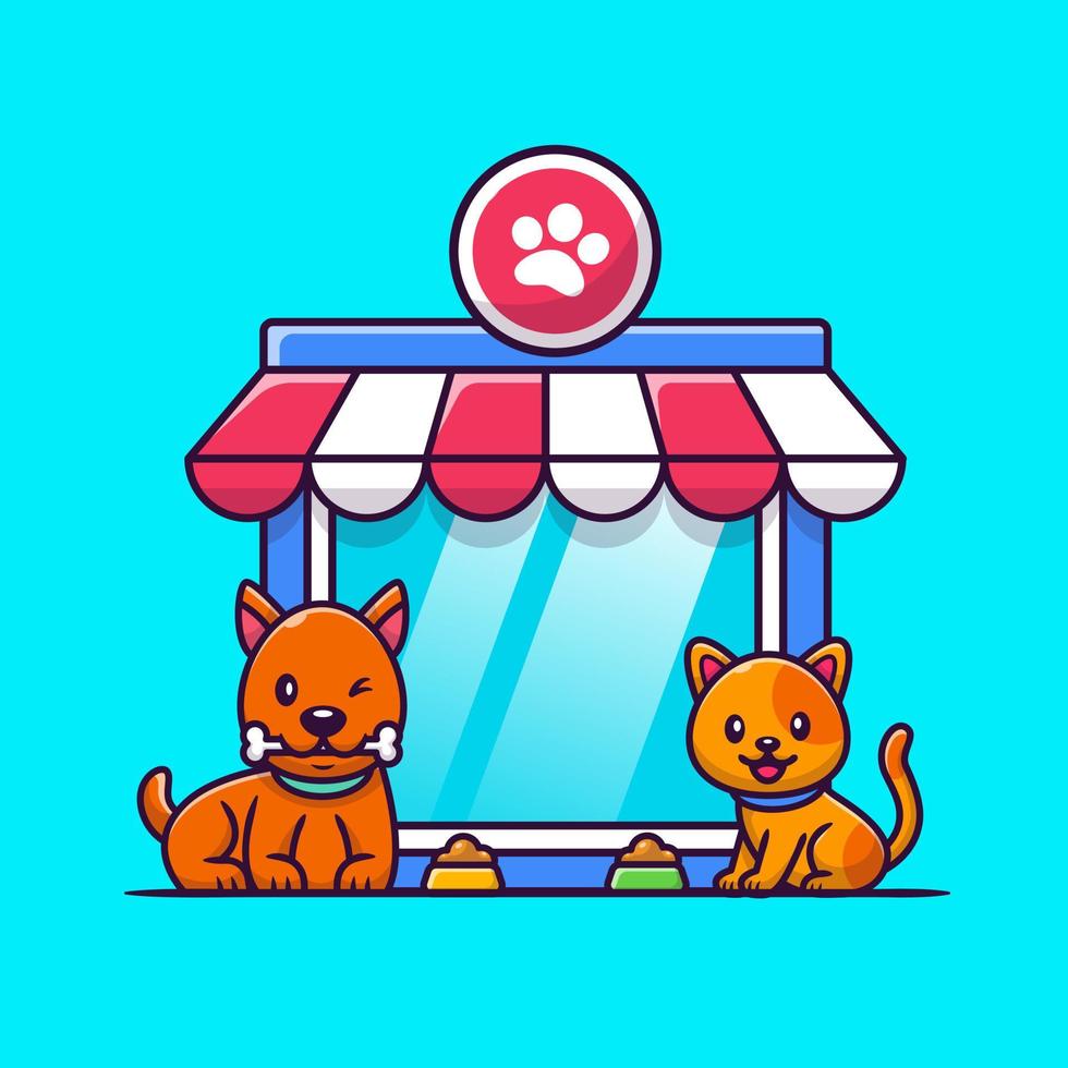 huisdier winkel hond en kat tekenfilm vector icoon illustratie. dier icoon concept geïsoleerd premie vector. vlak tekenfilm stijl