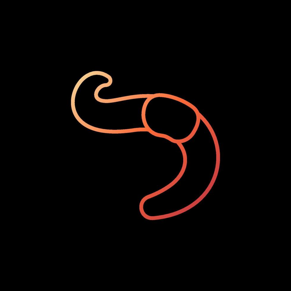 dik worm vector concept lineair kleurrijk icoon Aan donker achtergrond