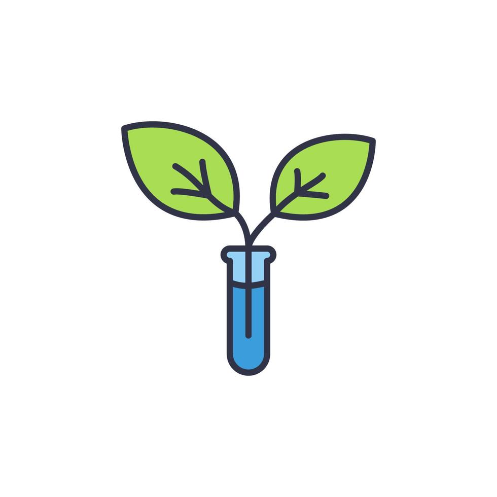 test buis met groen bladeren fabriek vector biotech concept gekleurde icoon