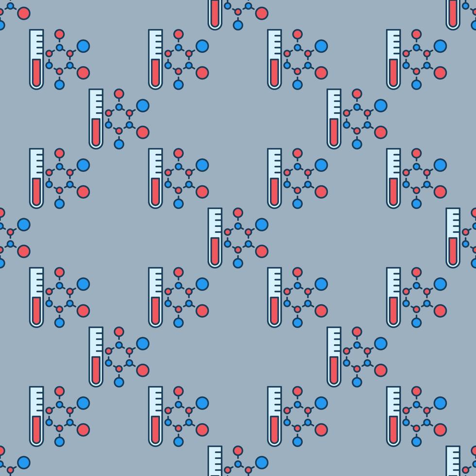 reageerbuis met chemisch formule vector wetenschap gekleurde naadloos patroon