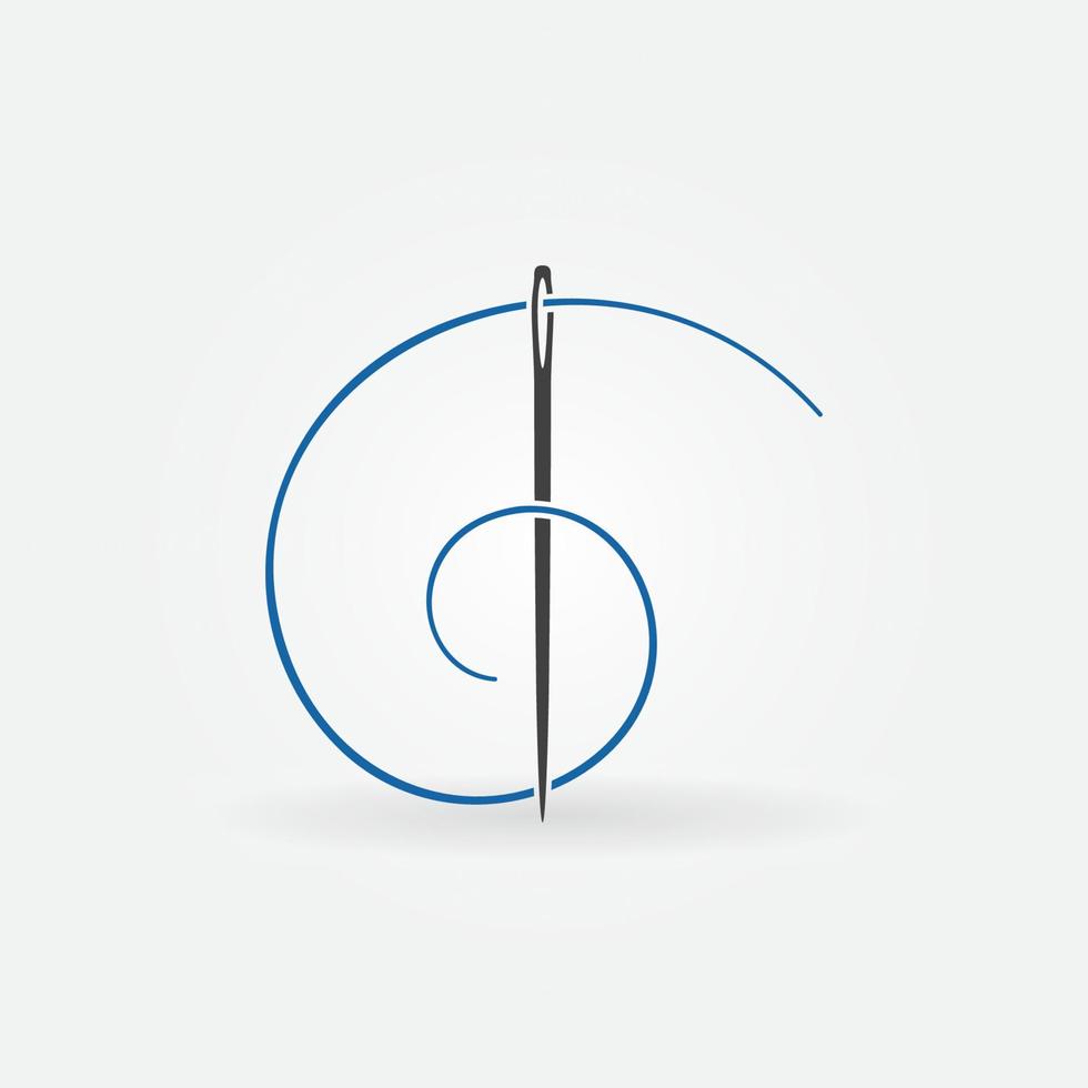 naaien naald- met blauw draad vector icoon. handwerk symbool