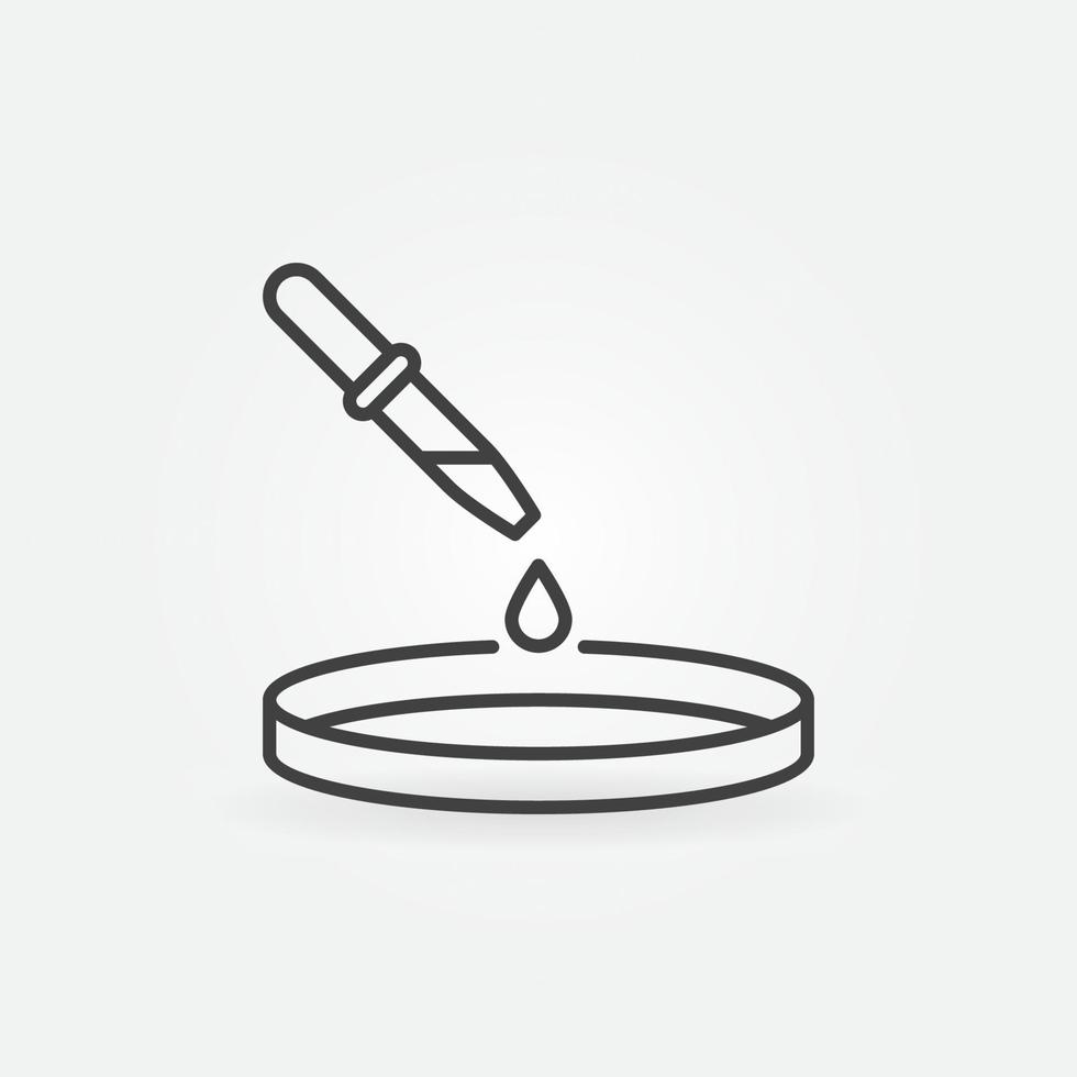 pipet of druppelaar en Petri schotel vector concept lijn icoon of symbool
