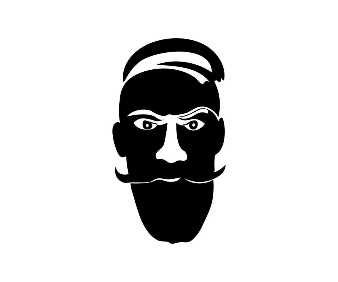 de zwart en wit gezicht van een Mens met een baard. kapper winkel logo vector