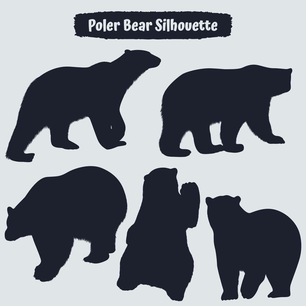 verzameling ijsbeersilhouetten in verschillende posities vector
