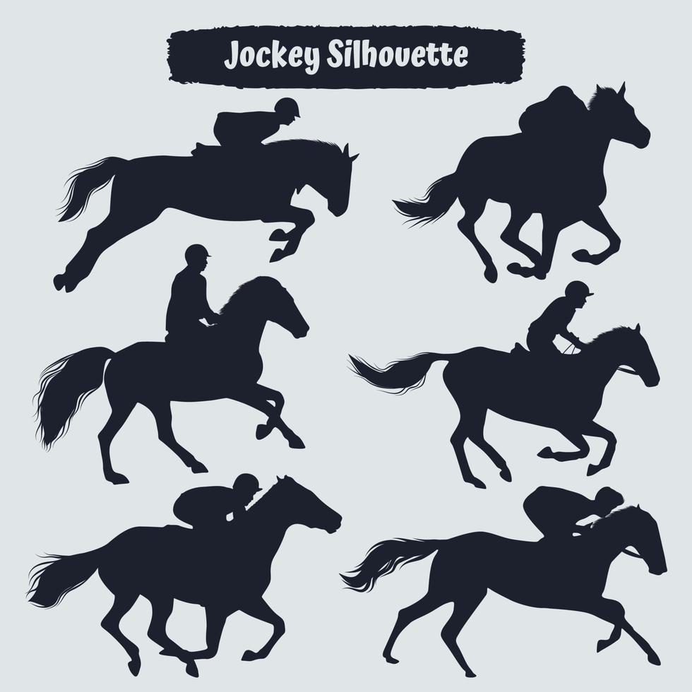 verzameling jockey-silhouetten vector