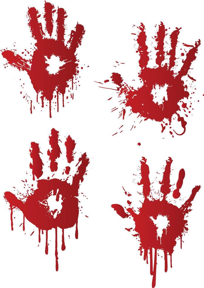 een verzameling van bloed markeringen hand- prints vector