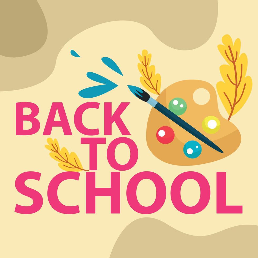 terug naar school- en onderwijs logo met borstel cirkel icoon met lang potlood. schilderij gereedschap vector illustratie