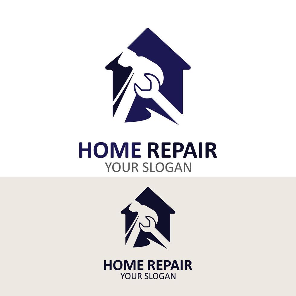 huis reparatie logo ontwerp vector met klusjesman onderhoud sjabloon