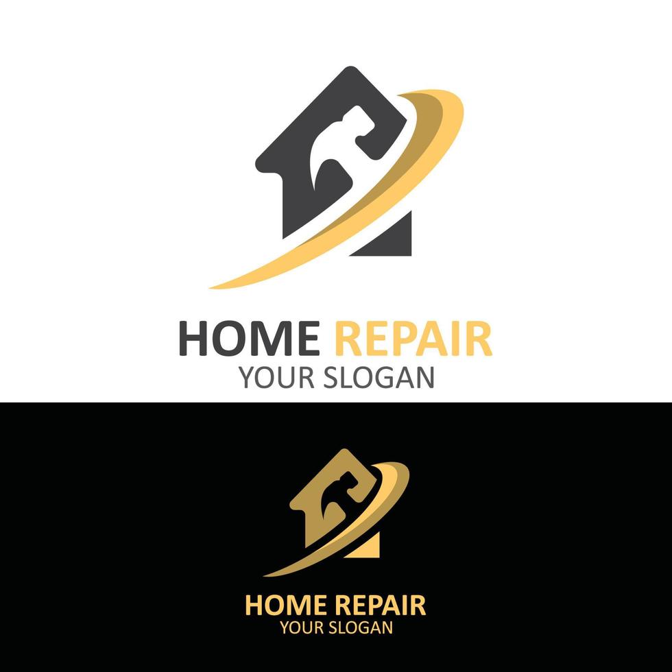 huis reparatie logo ontwerp vector met klusjesman onderhoud sjabloon