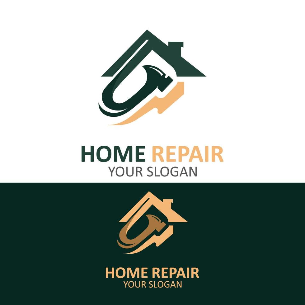 huis reparatie logo ontwerp vector met klusjesman onderhoud sjabloon