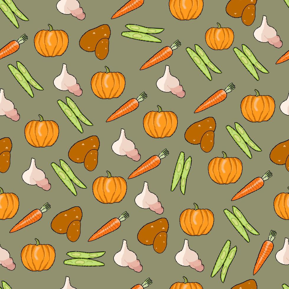 pixel patroon van pictogrammen van groenten voor gepast voeding Aan een donker achtergrond vector