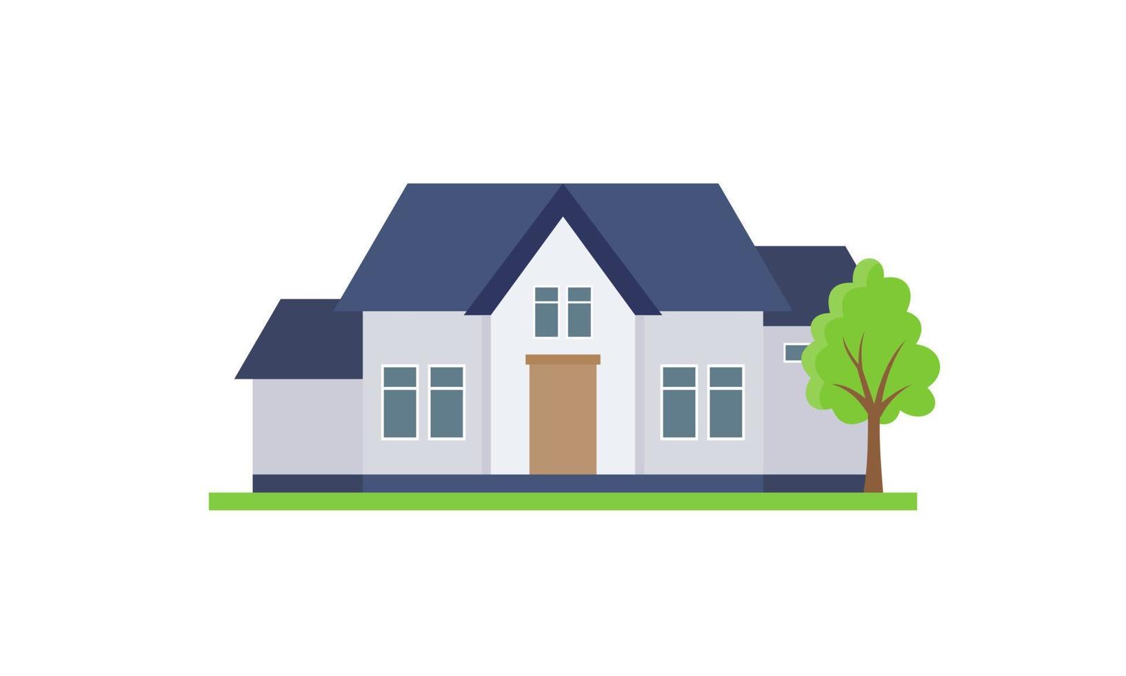 huis buitenkant logo vector illustratie voorkant visie met dak