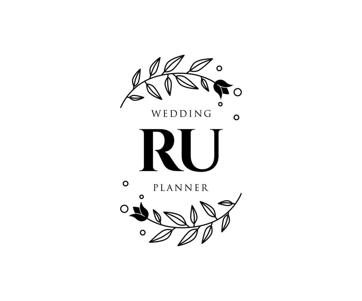 ru initialen brief bruiloft monogram logos verzameling, hand- getrokken modern minimalistisch en bloemen Sjablonen voor uitnodiging kaarten, opslaan de datum, elegant identiteit voor restaurant, boetiek, cafe in vector