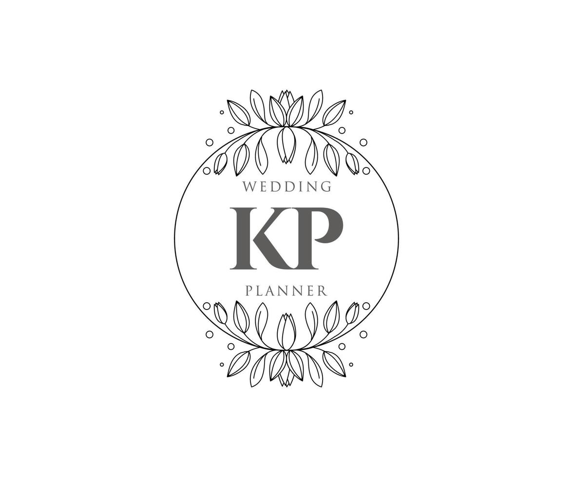 kp initialen brief bruiloft monogram logos verzameling, hand- getrokken modern minimalistisch en bloemen Sjablonen voor uitnodiging kaarten, opslaan de datum, elegant identiteit voor restaurant, boetiek, cafe in vector