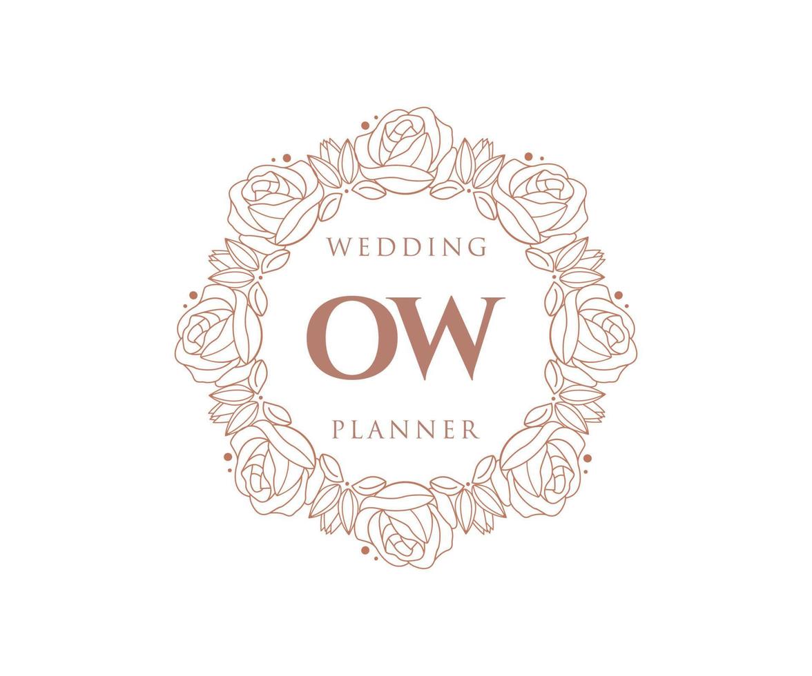 ow initialen brief bruiloft monogram logos verzameling, hand- getrokken modern minimalistisch en bloemen Sjablonen voor uitnodiging kaarten, opslaan de datum, elegant identiteit voor restaurant, boetiek, cafe in vector