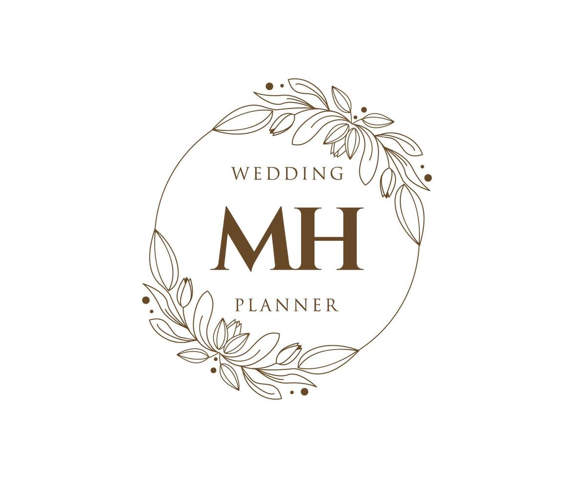 mh initialen brief bruiloft monogram logos verzameling, hand- getrokken modern minimalistisch en bloemen Sjablonen voor uitnodiging kaarten, opslaan de datum, elegant identiteit voor restaurant, boetiek, cafe in vector