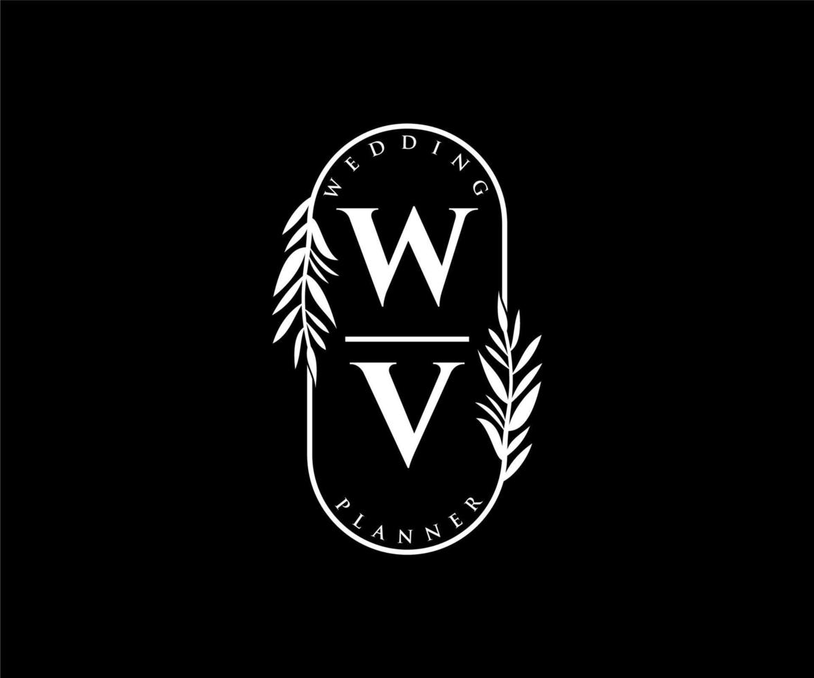 wv initialen brief bruiloft monogram logos verzameling, hand- getrokken modern minimalistisch en bloemen Sjablonen voor uitnodiging kaarten, opslaan de datum, elegant identiteit voor restaurant, boetiek, cafe in vector