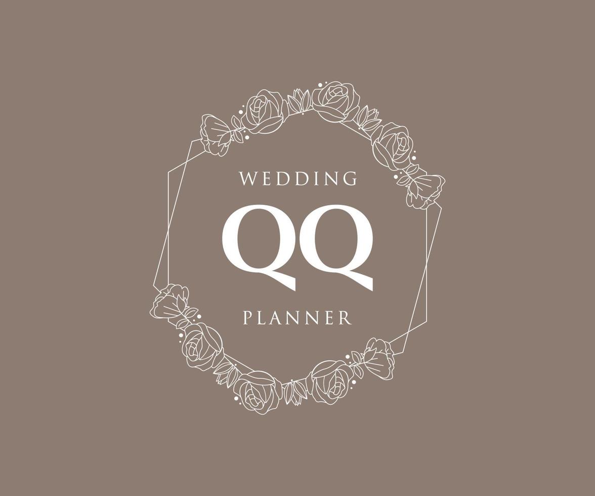 qq initialen brief bruiloft monogram logos verzameling, hand- getrokken modern minimalistisch en bloemen Sjablonen voor uitnodiging kaarten, opslaan de datum, elegant identiteit voor restaurant, boetiek, cafe in vector