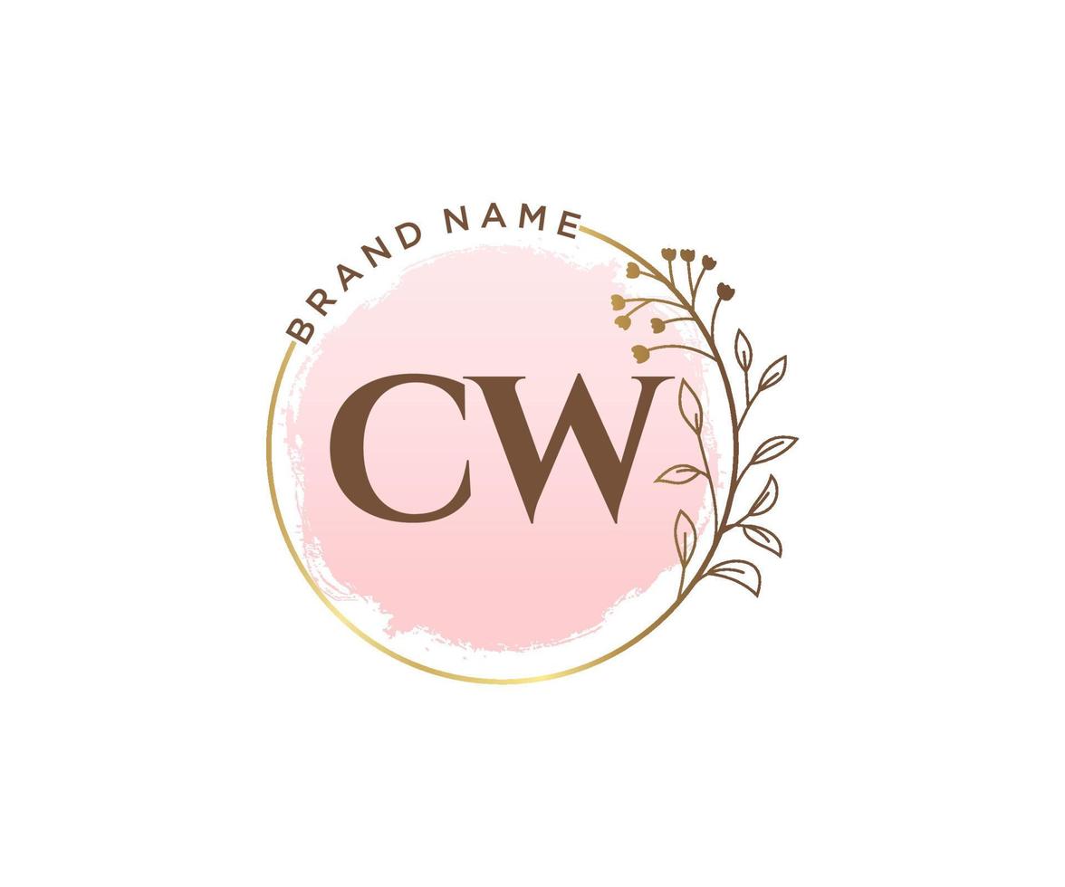 eerste cw vrouwelijk logo. bruikbaar voor natuur, salon, spa, kunstmatig en schoonheid logo's. vlak vector logo ontwerp sjabloon element.