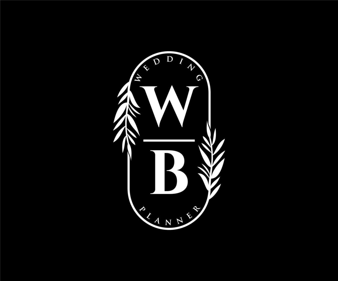 wb initialen brief bruiloft monogram logos verzameling, hand- getrokken modern minimalistisch en bloemen Sjablonen voor uitnodiging kaarten, opslaan de datum, elegant identiteit voor restaurant, boetiek, cafe in vector