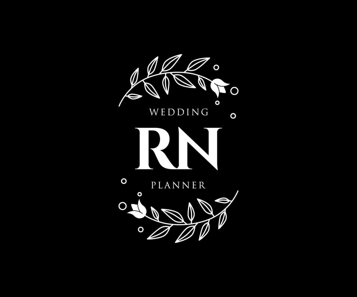 rn initialen brief bruiloft monogram logos verzameling, hand- getrokken modern minimalistisch en bloemen Sjablonen voor uitnodiging kaarten, opslaan de datum, elegant identiteit voor restaurant, boetiek, cafe in vector