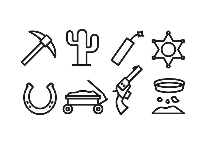 Western icon set vector