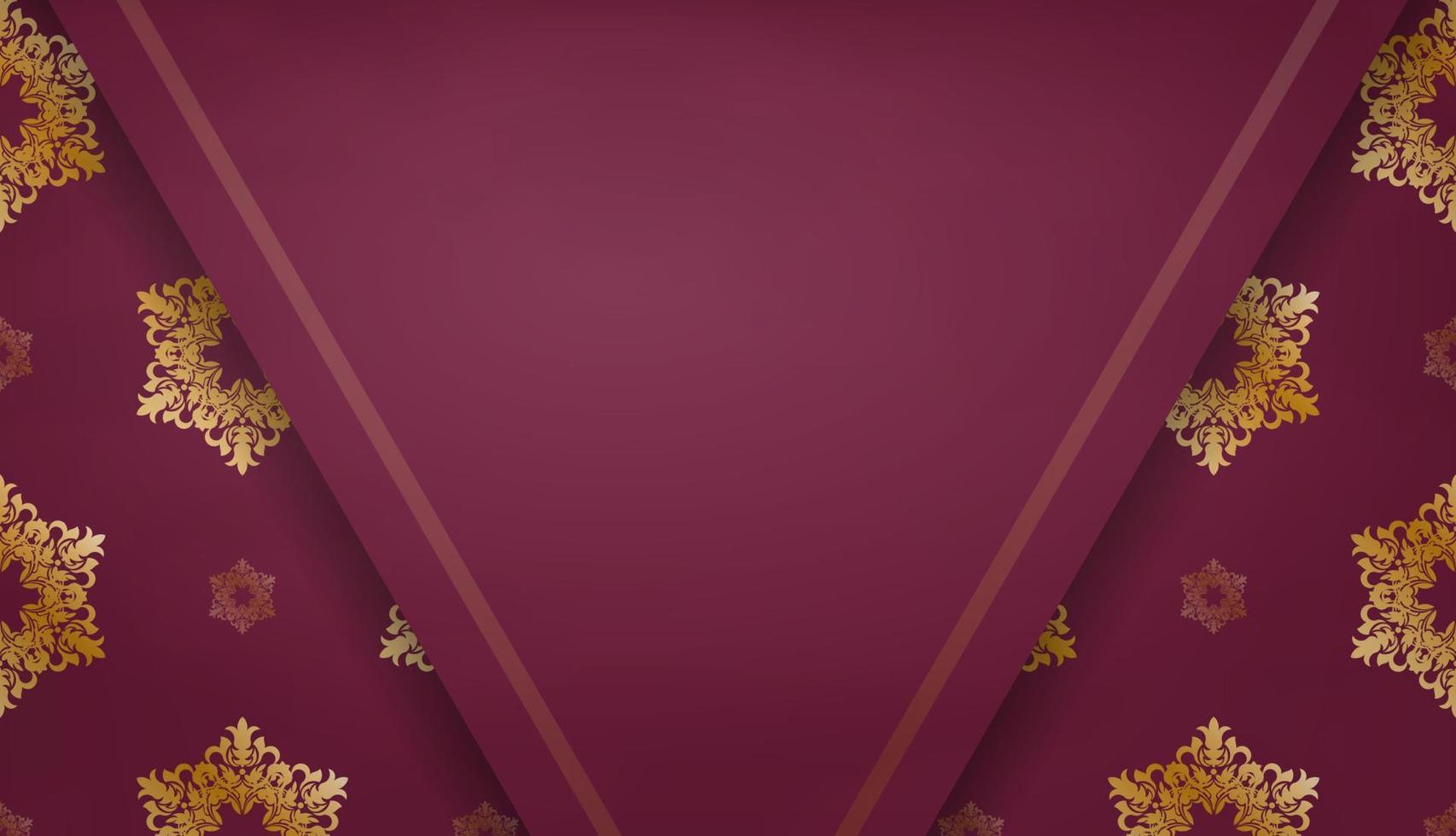 baner van bordeaux kleur met mandala goud ornament voor ontwerp onder logo of tekst vector