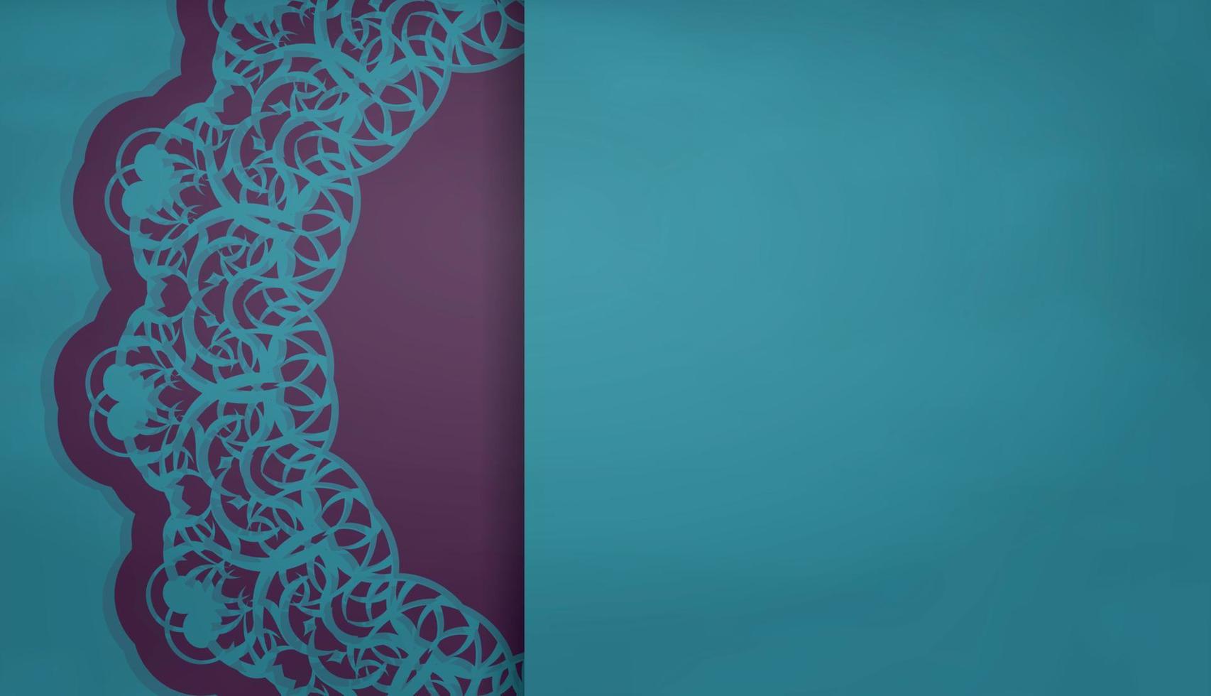 een groen ansichtkaart met een Grieks Purper ornament is klaar voor afdrukken. vector