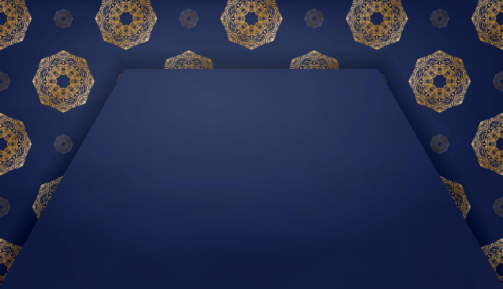 donker blauw banier met een goud mandala patroon en een plaats voor uw logo of tekst vector