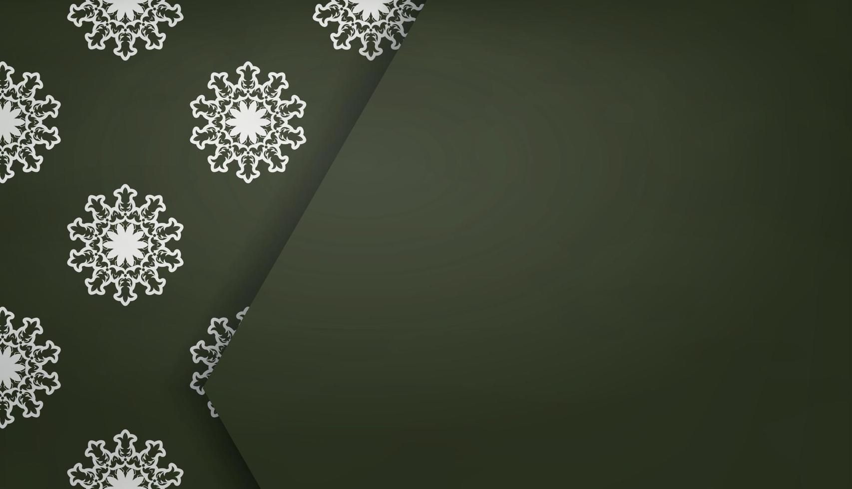 donker groen banier met wijnoogst wit ornament voor logo ontwerp vector