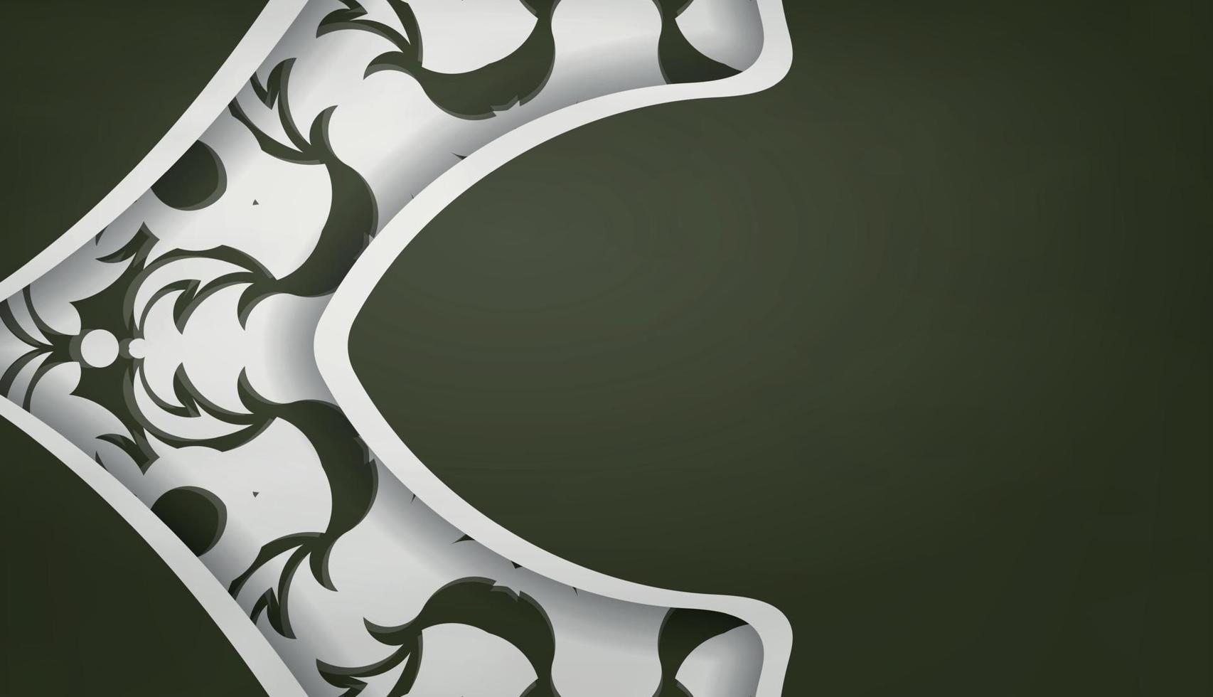 donker groen banier met wijnoogst wit ornament voor ontwerp onder uw logo of tekst vector