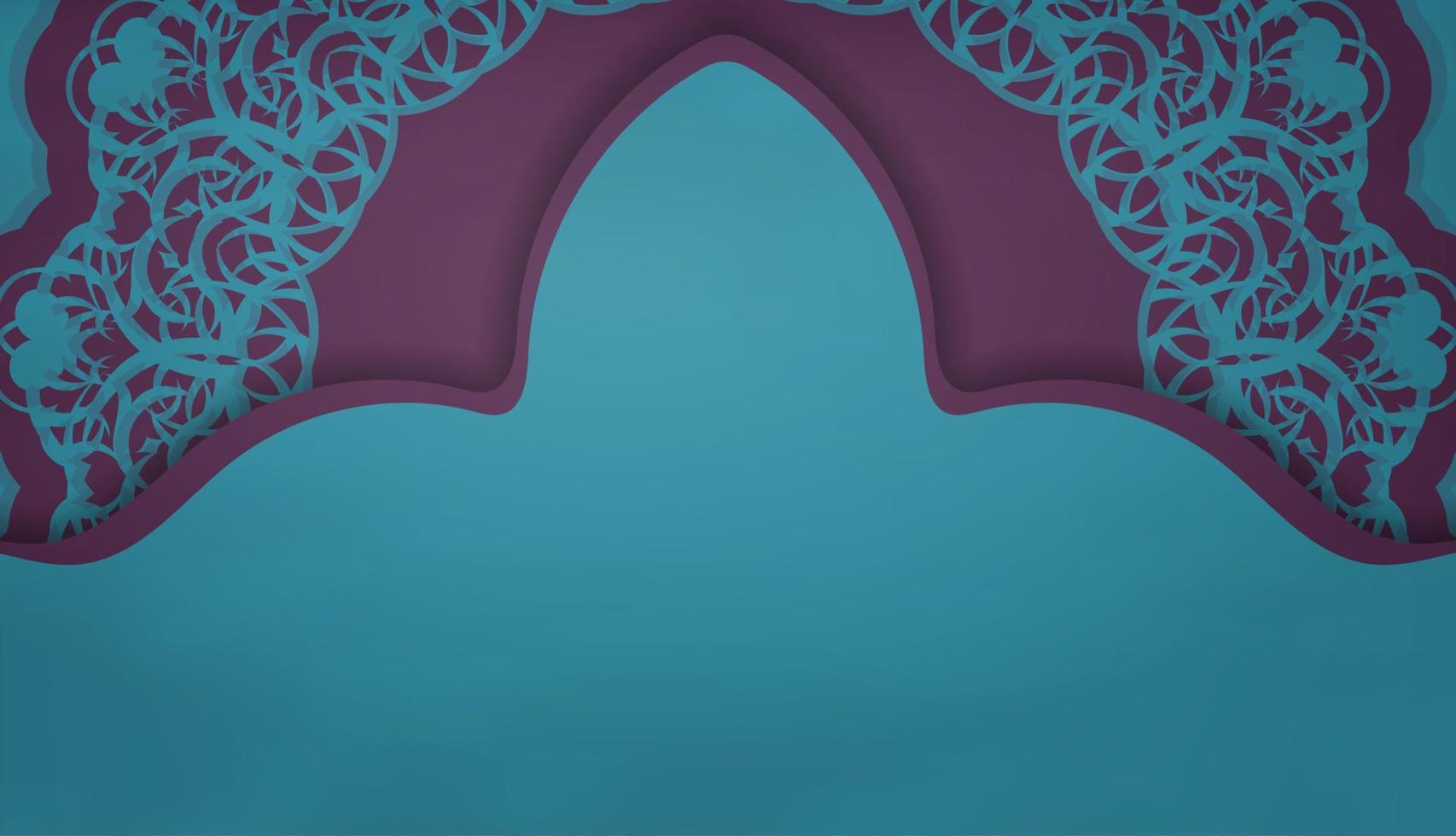 groen brochure met mandala Purper ornament voor uw Gefeliciteerd. vector