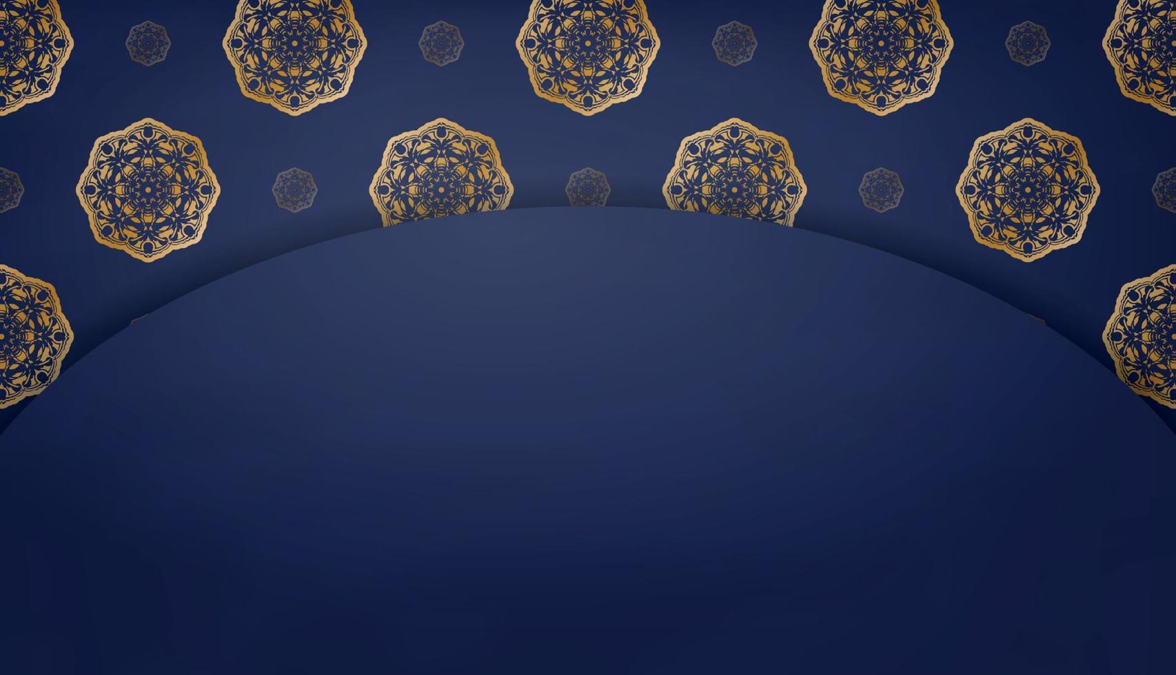 donker blauw banier met wijnoogst goud patroon voor logo of tekst ontwerp vector