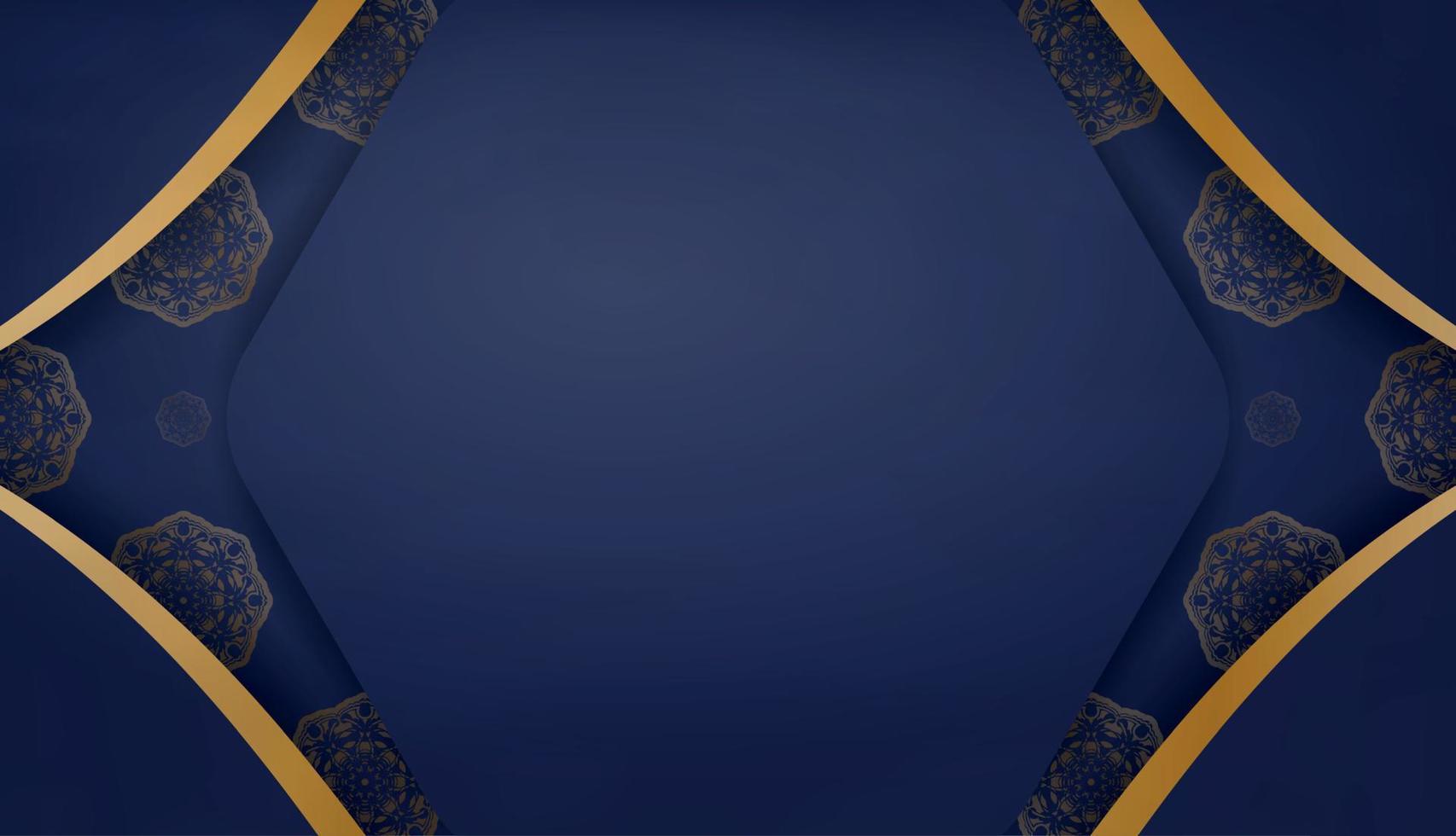 donker blauw banier met abstract goud ornament en ruimte voor uw logo of tekst vector
