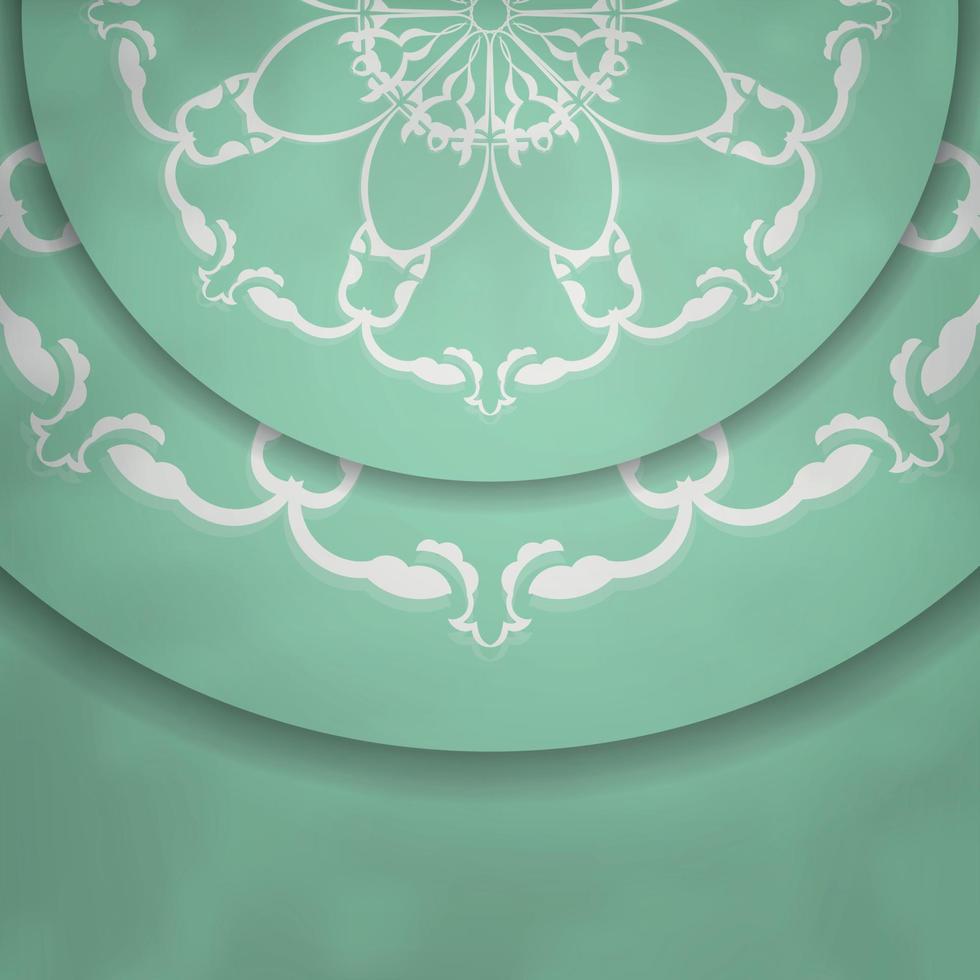 munt kleur kaart met mandala wit patroon voor uw ontwerp. vector