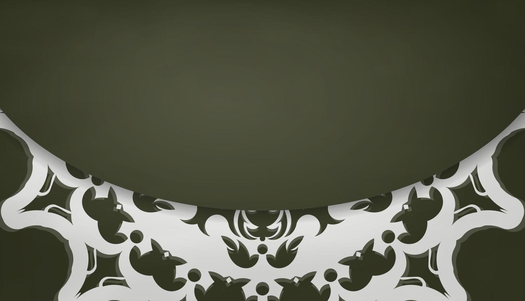 donker groen banier met luxueus wit patroon voor ontwerp onder uw tekst vector