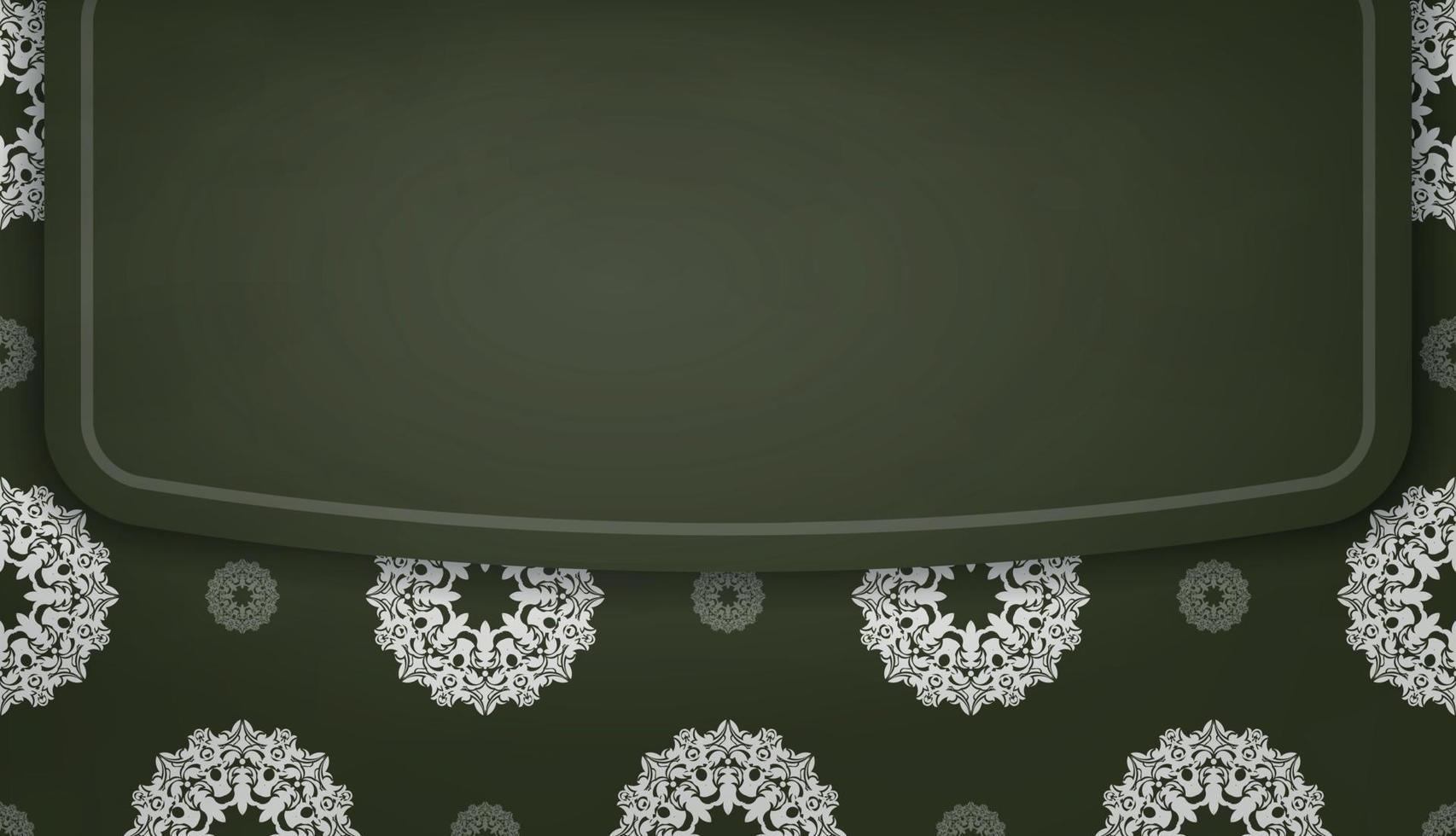 donker groen banier met luxueus wit ornamenten voor logo of tekst ontwerp vector