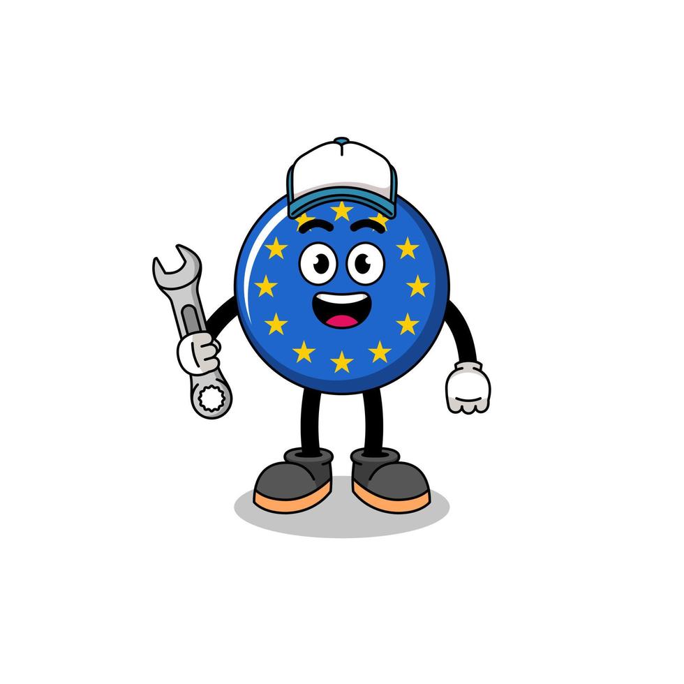 Europa vlag illustratie tekenfilm net zo een monteur vector