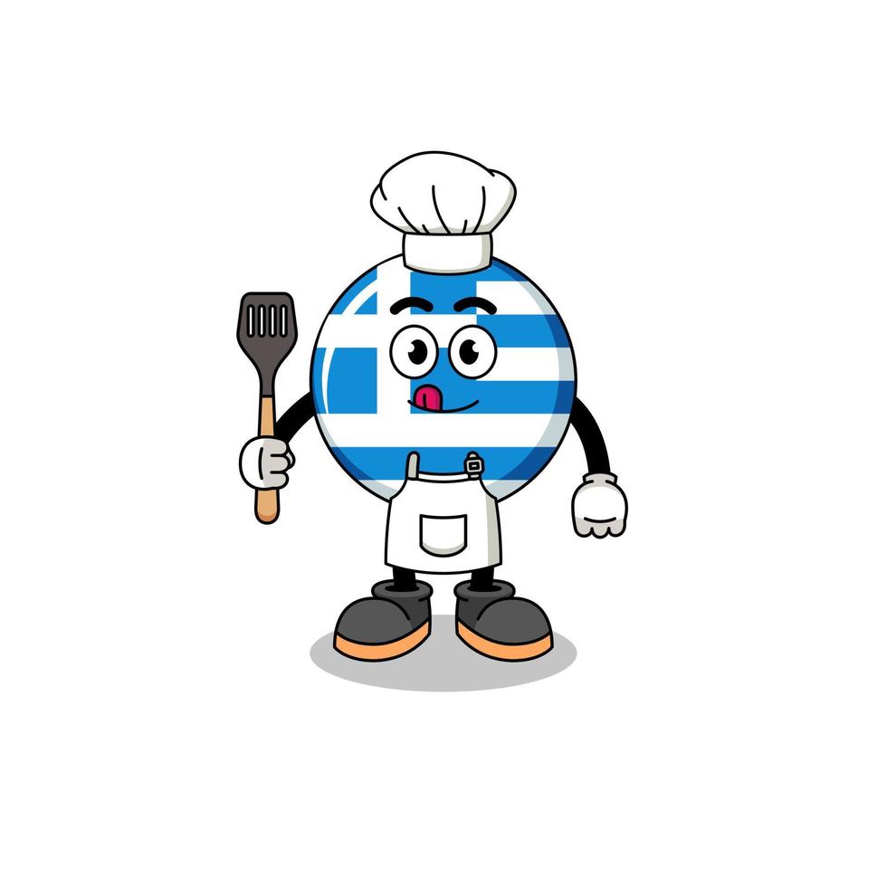 mascotte illustratie van Griekenland vlag chef vector