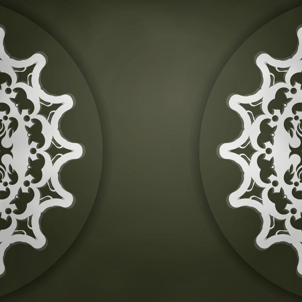 ansichtkaart in donker groen kleur met een mandala met wit ornament bereid voor afdrukken. vector