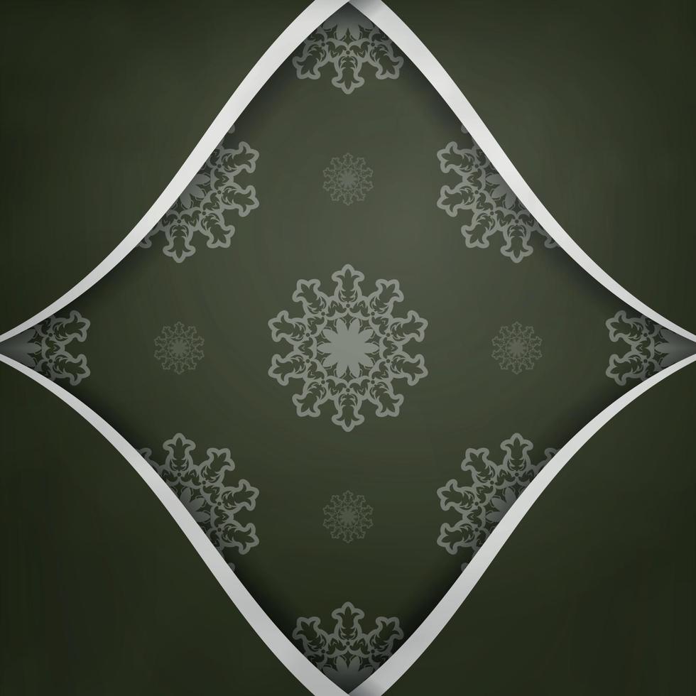 ansichtkaart in donker groen kleur met Indisch wit patroon voor uw ontwerp. vector