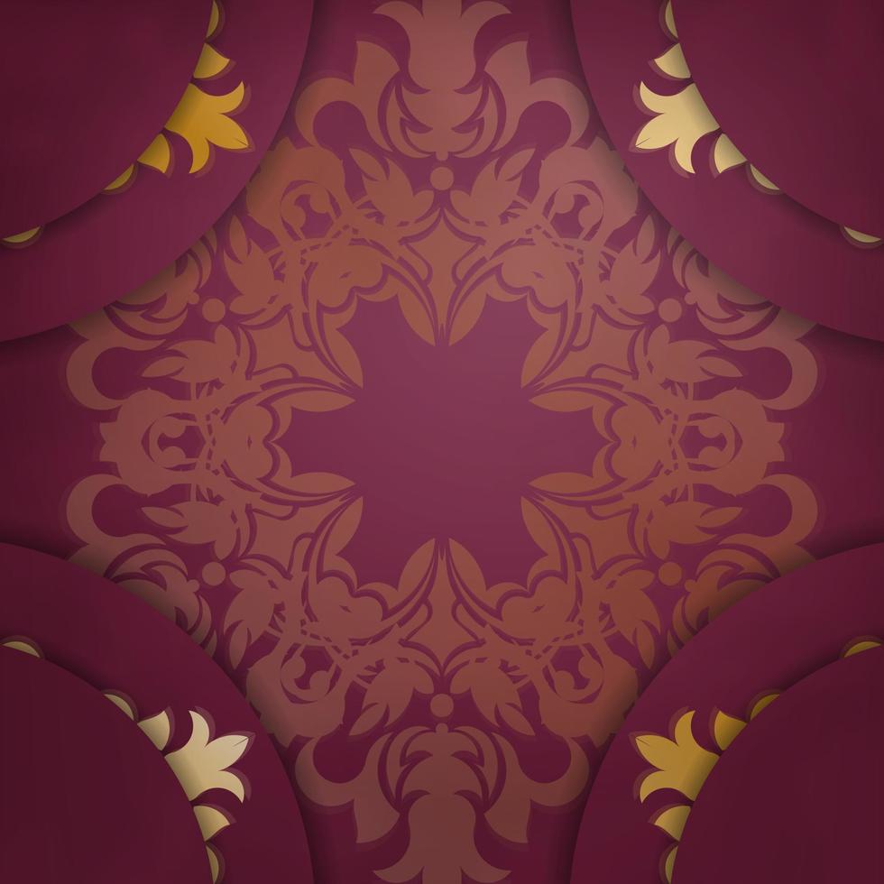 brochure bordeaux kleur met mandala goud patroon voor uw Gefeliciteerd. vector