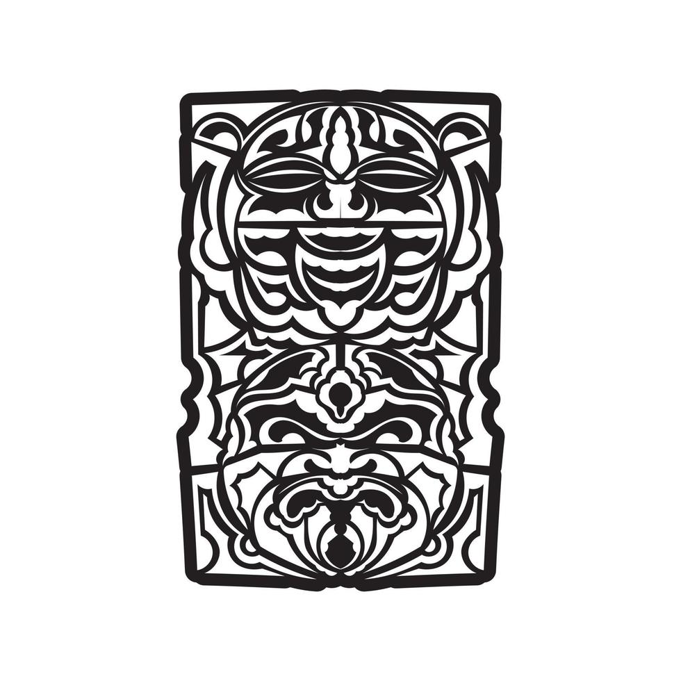 Tiki Masker. maori of polynesië patroon. goed voor prints en tatoeages. geïsoleerd. vector